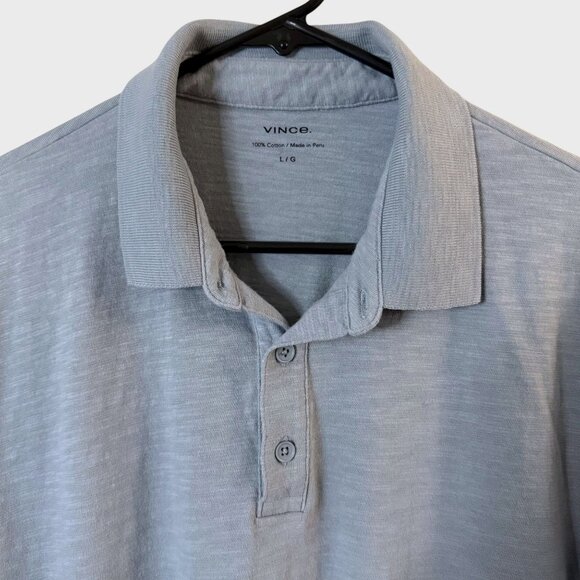 Vince Short-Sleeve Cotton Slub Polo Shirt Blue Men's Size Large 100% Cotton - Picture 5 of 10